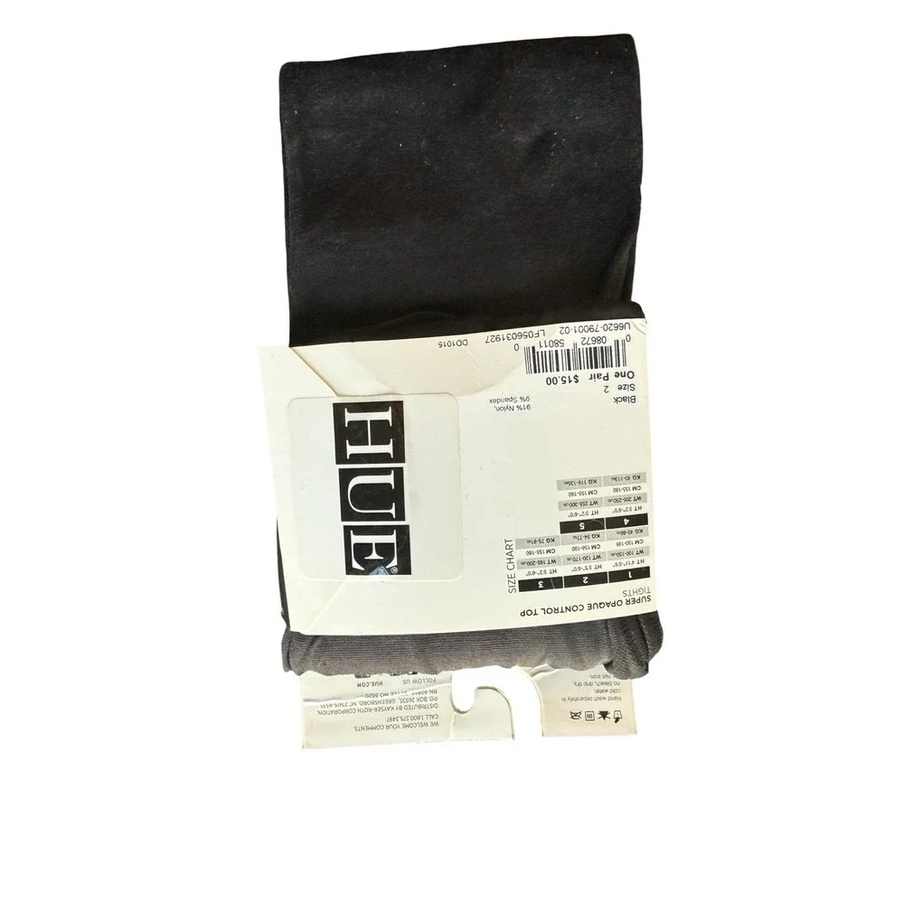 Hue Super‎ Opaque Tights with Control Top Womens Size 2 Black